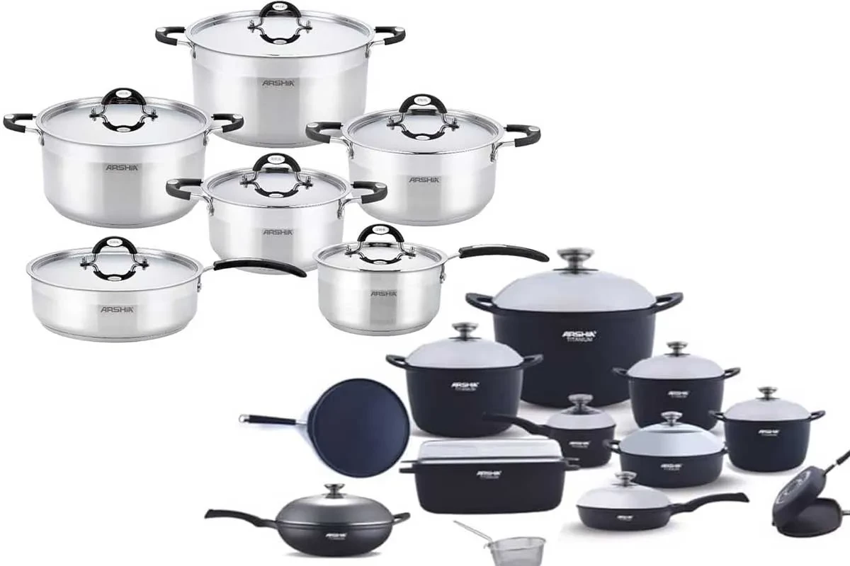 مقایسه انواع سرویس قابلمه عرشیا - مدلهای استیل، چدن و آلمانی