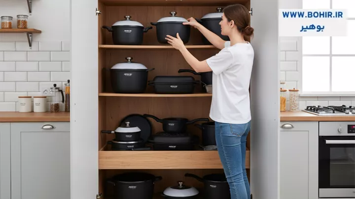 سرویس قابلمه گرانیت تیتانیوم 24 پارچه استیل عرشیا مدل CO395-3247