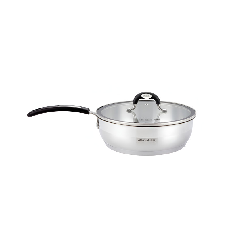  قیمت خرید  ماهیتابه تک دسته و دو درب 24 سانت استیل عرشیا مدل SS478-3084