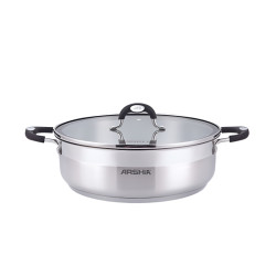 ماهی تابه دو دسته و دو درب 30 سانت استیل عرشیا مدل SS478-3087