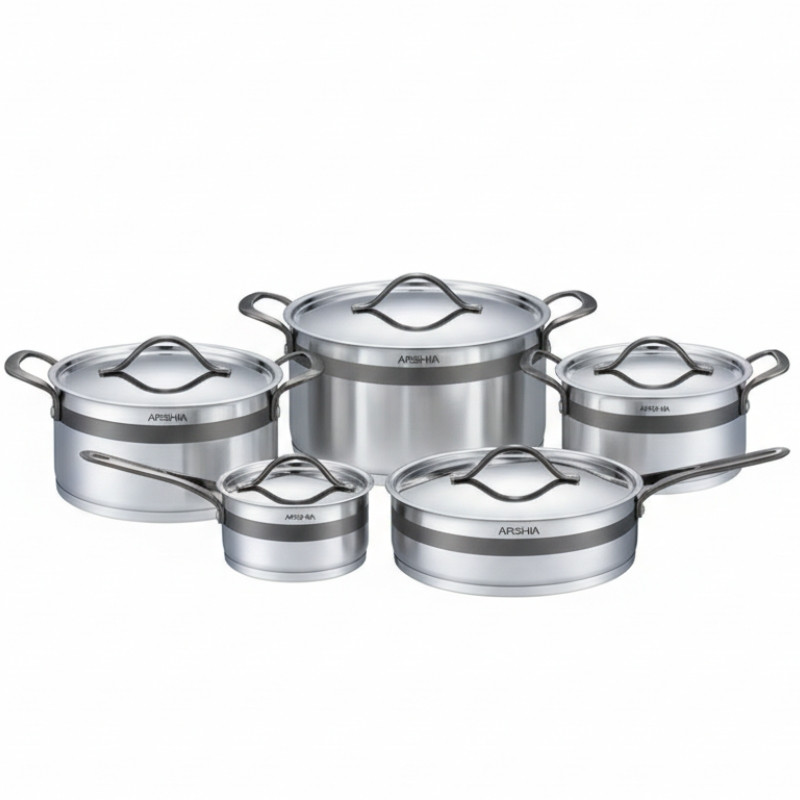  قیمت خرید  سرویس قابلمه 10 پارچه استیل تیتانیوم عرشیا مدل SS762-3041
