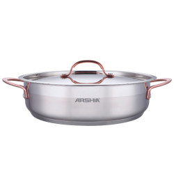 ماهیتابه دو درب استیل دسته مسی 32 سانت عرشیا مدل SS014-3315