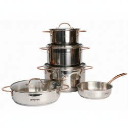 سرویس قابلمه 9 پارچه استیل دسته مسی عرشیا مدل SS064-3175