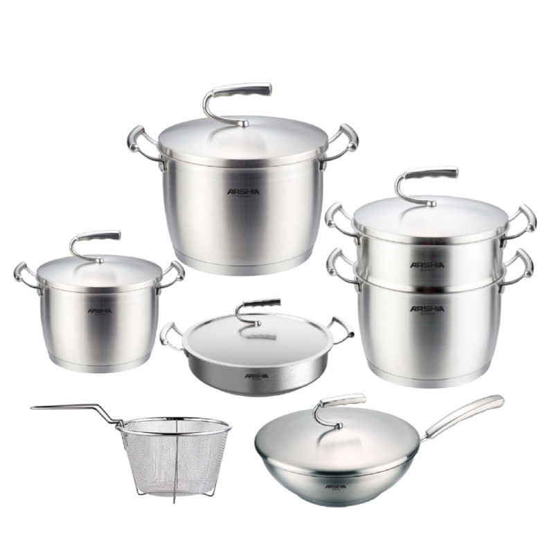  قیمت خرید  سرویس قابلمه استیل 12 پارچه عرشیا مدل SS612-3001
