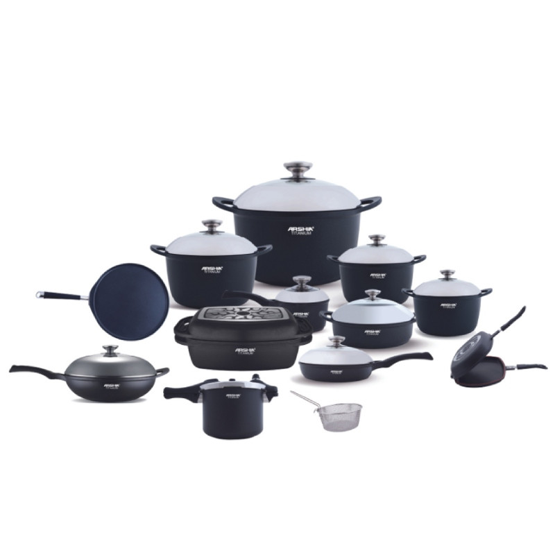  قیمت خرید  سرویس قابلمه گرانیت تیتانیوم 24 پارچه استیل عرشیا مدل CO395-3247