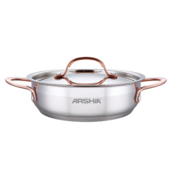  قیمت خرید مشخصات ماهیتابه دو درب استیل دسته مسی 28 سانت عرشیا مدل SS014-3311