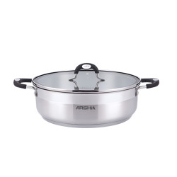 ماهی تابه دو دسته و دو درب 24 سانت استیل عرشیا مدل SS478-3723
