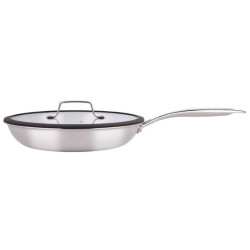 ماهیتابه مخروطی استیل سه‌لایه 20 سانت عرشیا مدل SS194-3961 همراه درب