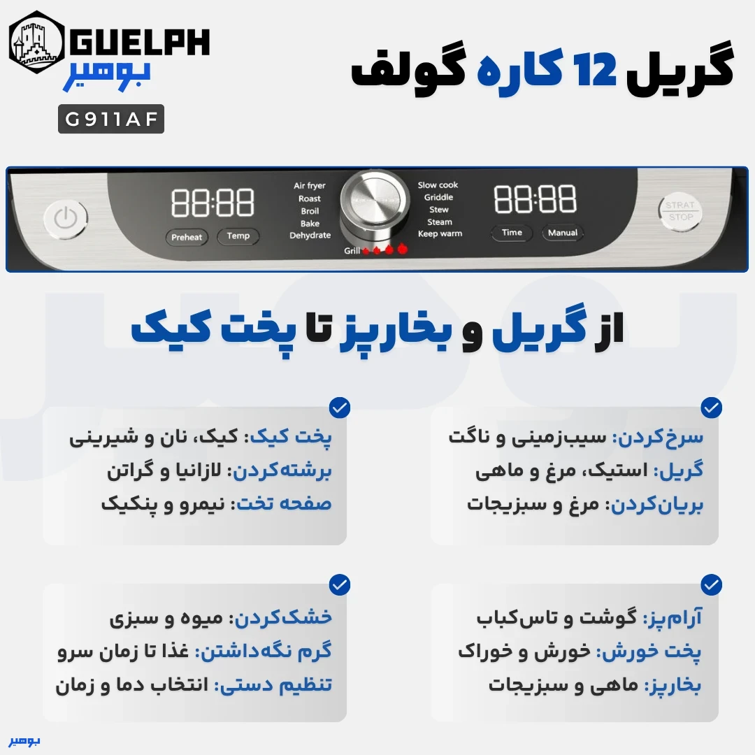 سرخ‌ کن و گریل حرفه‌ ای گولف مدل G911AF